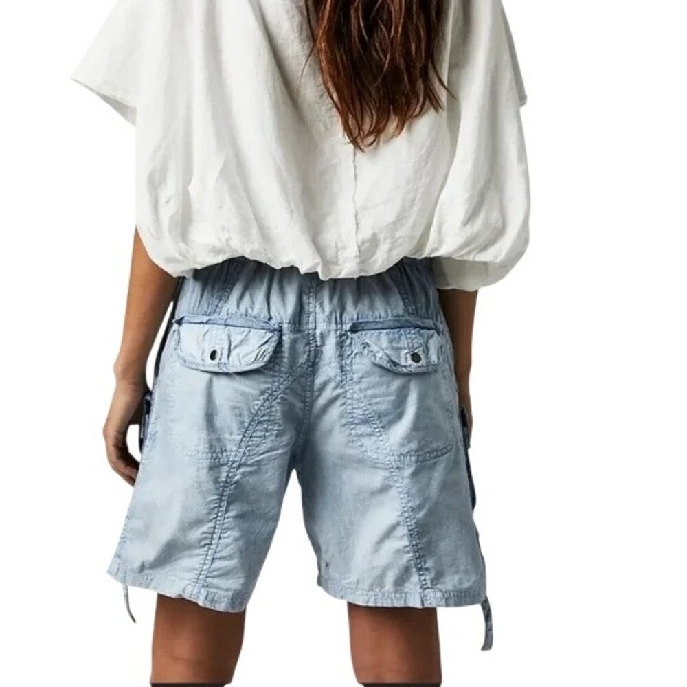 Free People Moon Bay Parachute Shorts Size Large Cashmere Blue Casual Streetwear - Picture 2 of 9
